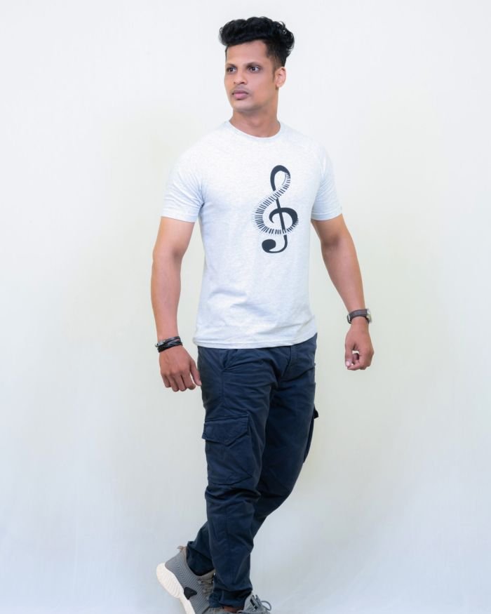 Men Grey Round Neck Cotton T-Shirt