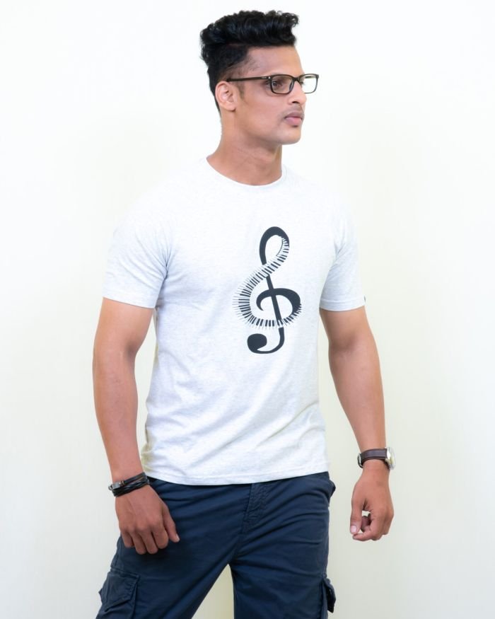 Men Grey Round Neck Cotton T-Shirt