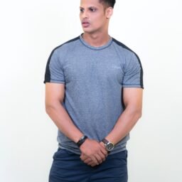 Men Grey-Black Training T-Shirt