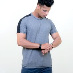 Men Grey-Black Training T-Shirt