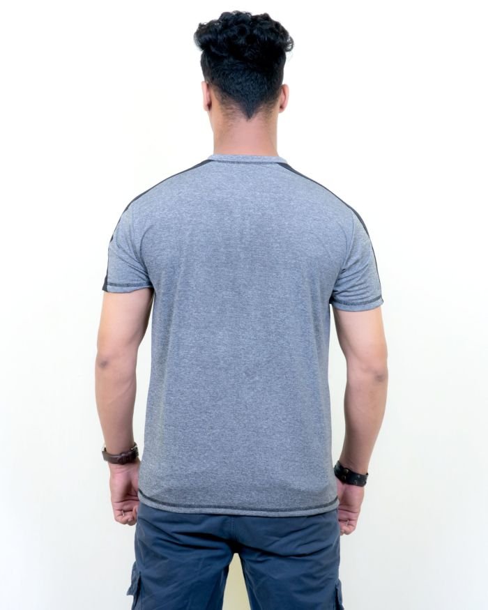 Men Grey-Black Training T-Shirt