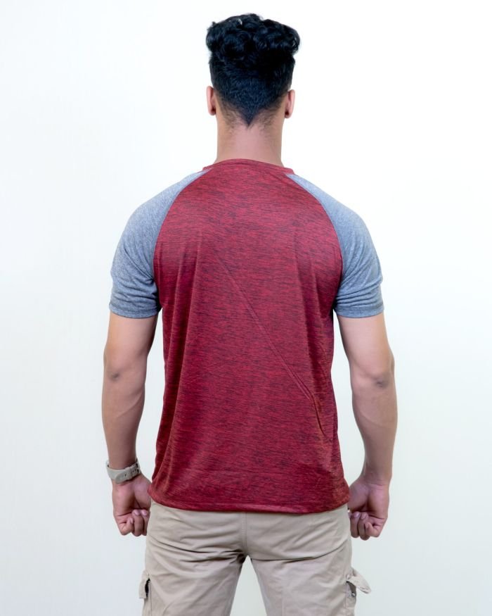 Men Maroon-Grey Grindle T-Shirt
