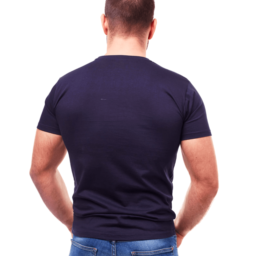 Men Navy Blue Round Neck Cotton T-Shirt