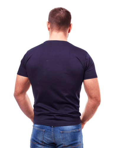 Men Navy Blue Round Neck Cotton T-Shirt
