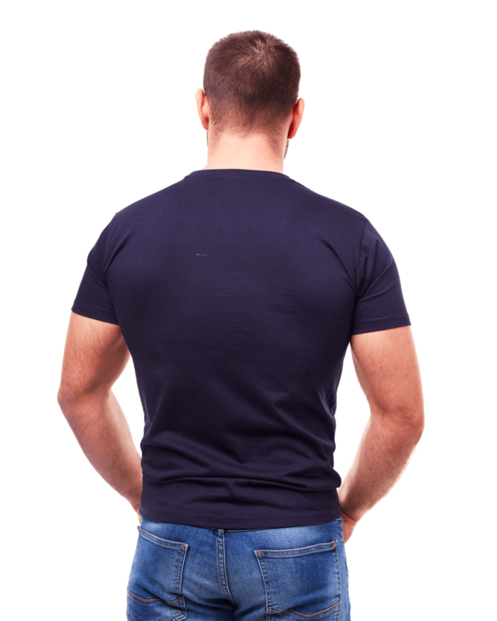 Men Navy Blue Round Neck Cotton T-Shirt