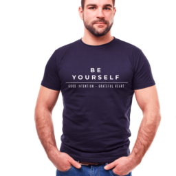 Men Navy Blue Round Neck Cotton T-Shirt