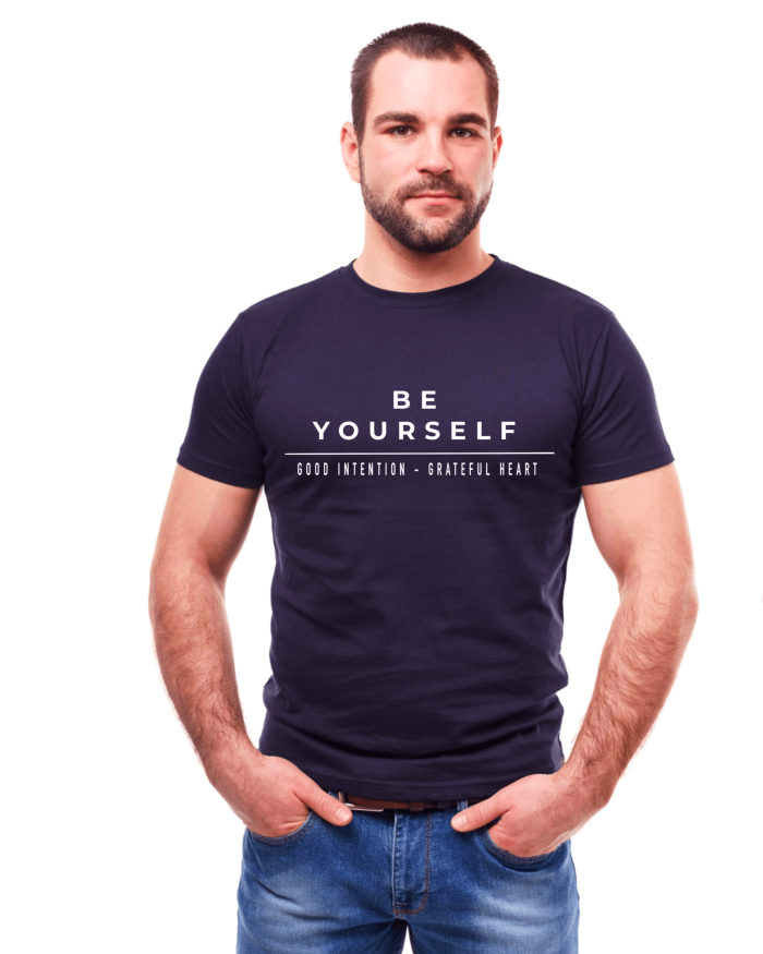 Men Navy Blue Round Neck Cotton T-Shirt