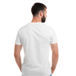 Men White Round Neck Cotton T-Shirt