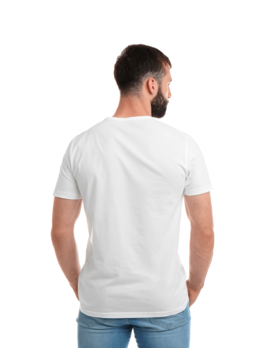 Men White Round Neck Cotton T-Shirt