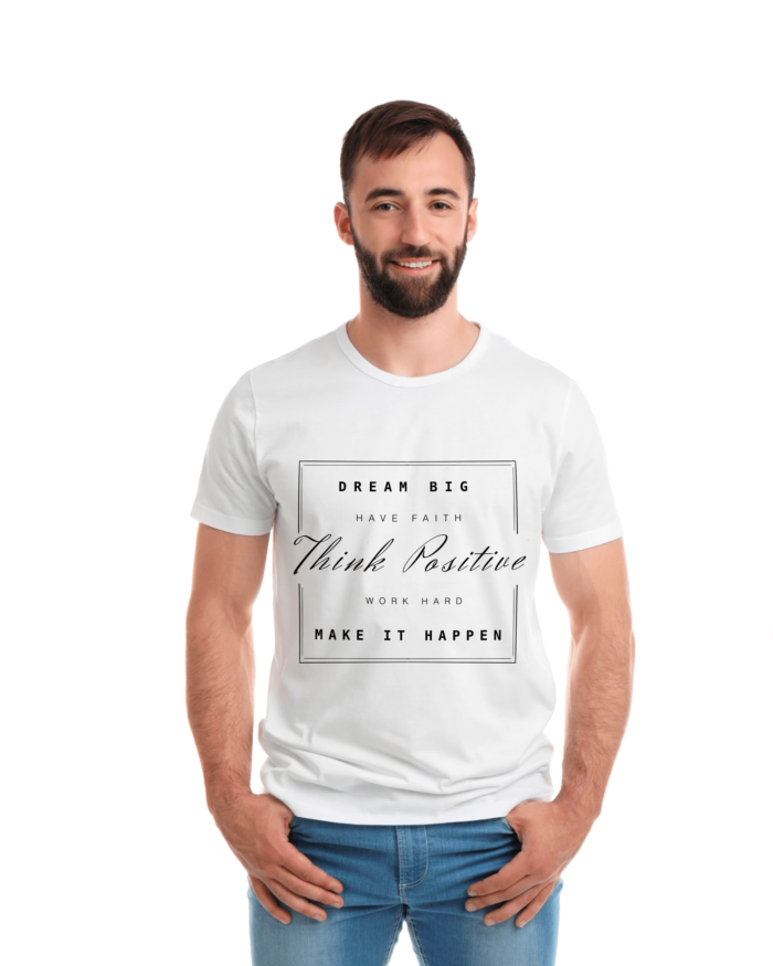 Men White Round Neck Cotton T-Shirt